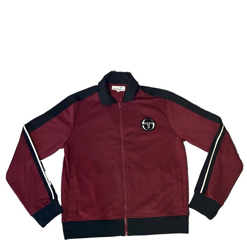 Sergio Tacchini Track Jacket Full-Zip Pockets Colorblock Burgundy Small SKU 1191